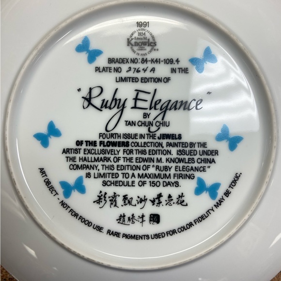 EDWIN KNOWLES RUBY ELEGANCE COLLECTABLE PLATE by TAN CHUN CHIU - Picture 3 of 3